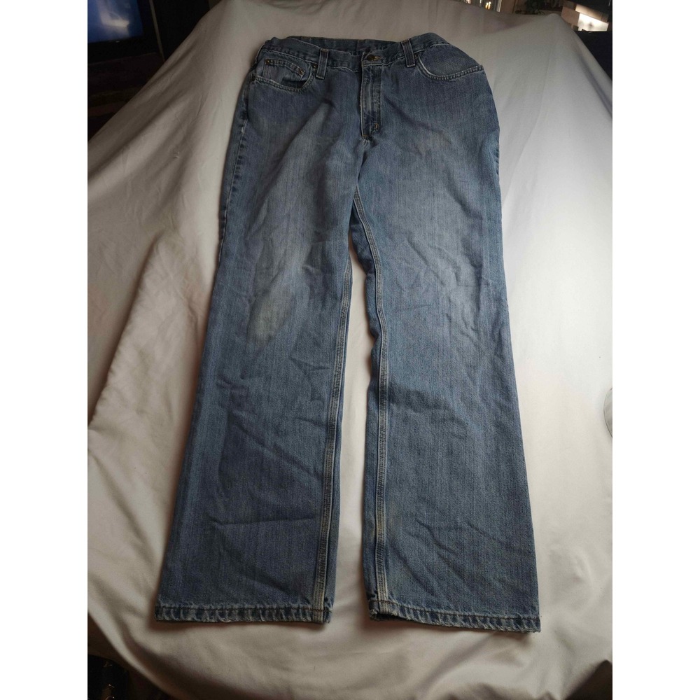 Carhartt Mens Relaxed Fit Straight Leg Blue Denim Jeans Size 36x31 Workwear